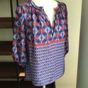 Collective Concepts 3/4 Sleeve Top (purple motif)